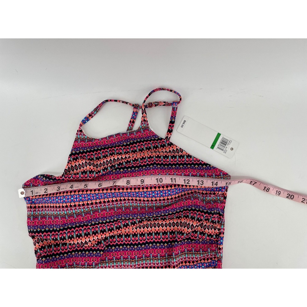 Anne Cole Tankini Swim Top Womens Large Pink Print Padded Halter Ruched Side NWT - Picture 6 of 8
